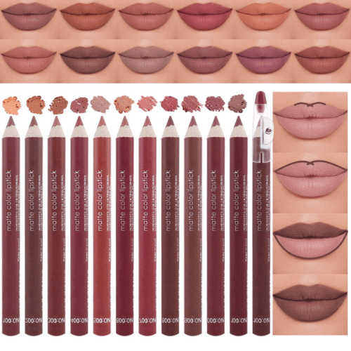 12-Pcs-Natural-Nude-Brown-Beige-Colors-Lip-Liner-Lipstick-Pencils-Set
