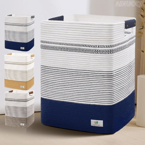 Large-Laundry-Basket-Tall-Woven-Rope-Laundry-Hamper