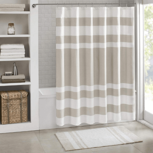 Madison-Park-Shower-Curtain-Waffle-Weave-Striped-Pieced-Design
