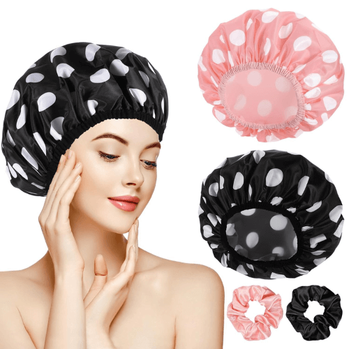 Large-Shower-Caps-with-Hair-Scrunchies